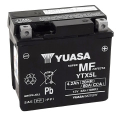 Batterie 12V Yuasa 4Ah YTX5L Activée en usine prête à l'emploi
