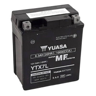 Batterie 12V Yuasa 6Ah YTX7L Activée en usine prête à l'emploi