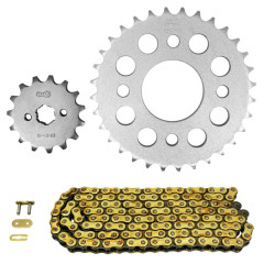 Kit chaîne Afam 420 15x32 pour moto 125 Skyteam Skymax 2010-2016 Démultiplication d'origine