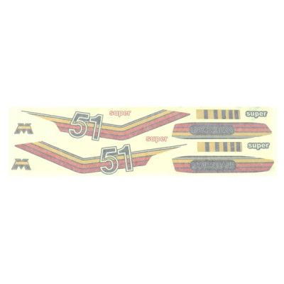 Autocollant cyclo adaptable rouge / jaune / orange (x10 pièces) pour mobylette MBK 51 / Motobecane