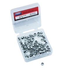 Ecrou adaptable 6 pans nylstop frein zinc M4 (boîte de 100 pièces)
