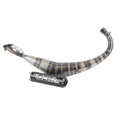 Pot d'échappement VOCA RACING Passage bas - Silencieux alu noir pour Minarelli 50 AM6, Beta 50 RR-Rieju RS3, RS2, RS1, MRT, SMX, RMX, RR-Peugeot 50 XPS, XP6-MBK 50 X-Power, X-Limit-Yamaha 50 TZR, DTR