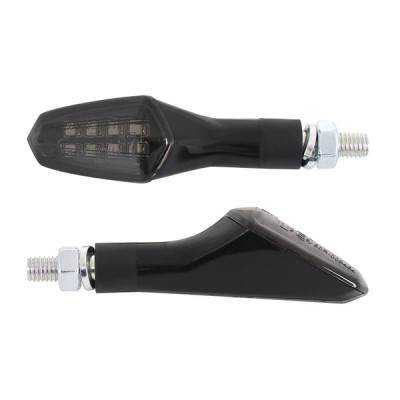 Clignotants adaptable 8 LEDs SMD avant + 2 LEDs SMD arrière base ABS transparent-noir mat homologué CE