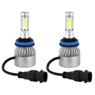 Ampoule-lampe à led adaptable 12V culot PGJ19-1 8000 lumens 6500K avec ventilateur de refroidissement alu (x2)