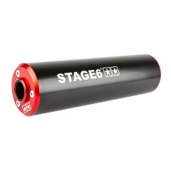 Silencieux STAGE6 Alu Diamètre 60mm Noir-Rouge Passage Droit
