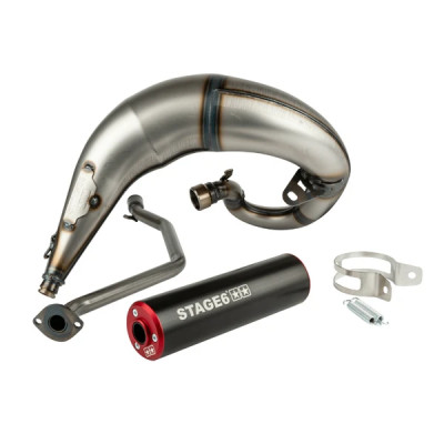 Pot d'échappement STAGE6 passage haut silencieux noir-rouge CNC pour Beta 50 RR 2012-2020