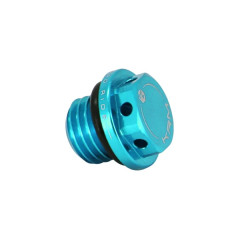 Bouchon huile KRM Alu CNC Turquoise pour Minarelli 50 AM6, Beta 50 RR, Rieju 50 MRT, Sherco 50 SM, SE-R