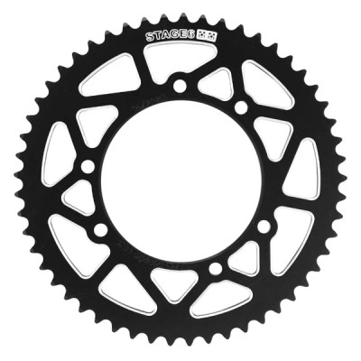 Couronne STAGE6 53 dents ALU CNC noir diamètre 105/124/8.5 pour Aprilia 50 RX 2006-2017, Derbi 50 Senda X Race 2004-2011, Rieju 50 MRT 2009