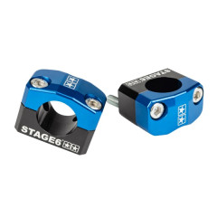 Pontet de guidon STAGE6 Alu CNC adaptateur diamètre 28,6 mm noir/bleu (paire)