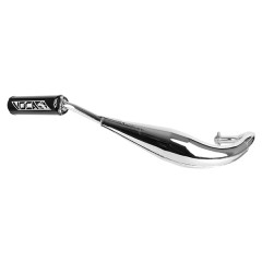 Pot d'échappement VOCA RACING Chromed Passage bas - silencieux alu noir pour moteurs Derbi Euro 2 (EBE050, EBS050) et Euro 3 (D50B0)