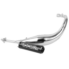 Pot d'échappement VOCA RACING Chromed passage bas silencieux alu noir pour Minarelli AM6 50cc, Beta RR, Rieju MRT, Peugeot XPS, MBK X-Limit, Yamaha DTR
