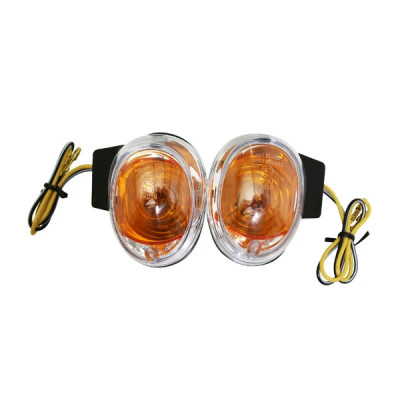 Clignotant avant adaptable transparent-noir homologué CE pour MBK 50 Booster 2004+, Yamaha 50 BWS 2004+, Keeway 50 Hurricane