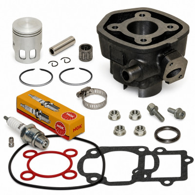 Pack reparation cylindre piston bougie, cage et accessoires : Scooter MBK Nitro, Mach-G, Yamaha Aerox, Jog 2T liquide