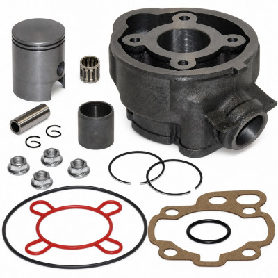 Pack cylindre piston avec vis et cage : 50 à boite minarelli am6, Aprilia RS, RX, MX, Yamaha TZR, DTR, DTX, Peugeot XP6, XPS, Beta RR