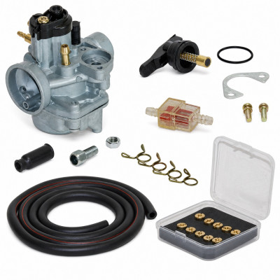 kit carbu 17,5 phva avec 10 gicleurs stater gâchette, durite noir : Moto 50 à boite, scooter, cyclomoteur universel