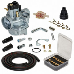 kit carbu 17,5 phva avec 10 gicleurs stater câble, durite noir : Moto 50 à boite, scooter, cyclomoteur universel