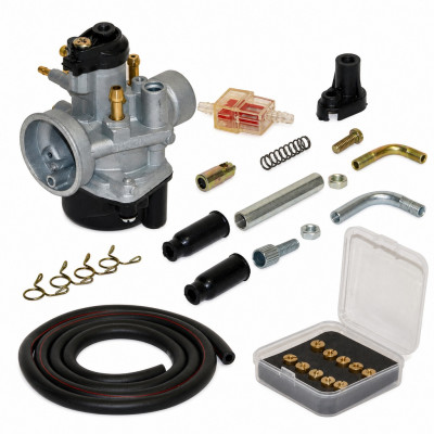 kit carbu 17,5 phbn avec 10 gicleurs stater câble, durite noir : Moto 50 à boite, scooter, cyclomoteur universel