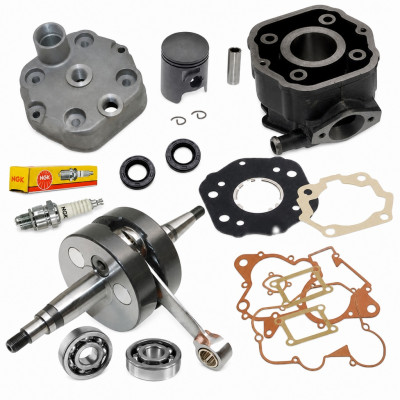 Pack bas et haut moteur adaptable cylindre, vilo et accessoires : 50 à boite Derbi Senda, DRD, X-Treme, X-Race, SM, GPR, Gilera GSM, Bultaco Astro euro 2