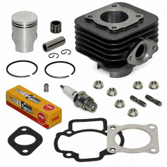 Pack reparation cylindre piston bougie, cage et accessoires : Scooter Piaggio Typhoon, Zip, Fly, Liberty, NRG, Sfera, Vespa, Gilera, Italjet, Derbi, Aprilia