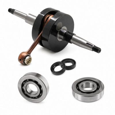 Vilebrequin + roulements joint spi Adaptables 50cc sans pompe à air roulement joint spi pour Peugeot Buxy Elyseo Elystar Geo Metal-X SV, Speedfight Squab Trekker TKR Vivacity X-Fight Zenith