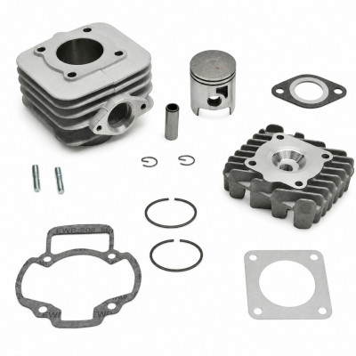 Pack haut moteur Airsal cylindre, piston, culasse et accessoires : Scooter Piaggio Typhoon, Fly, Liberty, NRG, Sfera, Vespa, Zip, Gilera Ice, Storm, TPH, Stalker, Italjet, Derbi, Aprilia