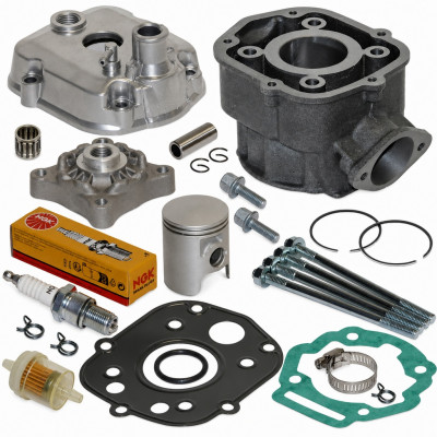 Pack reparation haut moteur cylindre, piston, culasse, goujon et accessoires : 50 à boite Derbi Senda, DRD, X-Treme, GPR, Aprilia RS euro 3