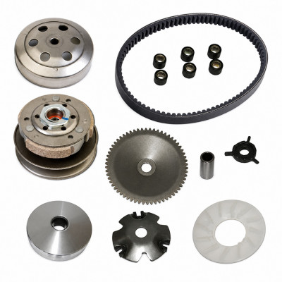 Pack transmission type origine variateur, embrayage, courroie, galets, ressorts : Scooter chinois GY6 139 QMB QMA 4T roue 12 pouces, Peugeot Kisbee 4T