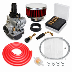 kit carbu 21 phbg stater gâchette, durite rouge, filtre plat : Moto 50 à boite, scooter, cyclomoteur universel