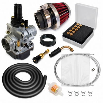 kit carbu 21 phbg stater gâchette, durite noir, petit filtre : Moto 50 à boite, scooter, cyclomoteur universel