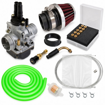 kit carbu 21 phbg stater gâchette, durite verte, petit filtre : Moto 50 à boite, scooter, cyclomoteur universel