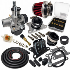 Pack kit carbu 21 pipe, clapet, petit filtre, durite noir : 50 à boite Aprilia RS, Derbi Senda, DRD, GPR, Fenix, Gilera SMT euro 2/3/4