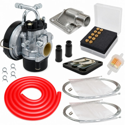 Pack kit carbu sha 15 pipe, clapet, filtres, durite rouge : Cyclomoteur mobylette Peugeot 103 SP, MVL