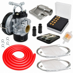 Pack kit carbu sha 15 pipe, clapet, filtres, durite rouge : Cyclomoteur mobylette Peugeot 103 SP, MVL
