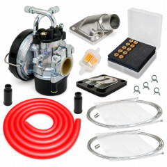 Pack kit carbu sha 15 pipe, clapet, filtres, durite rouge : Cyclomoteur mobylette Peugeot 103 SPX, RCX