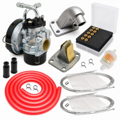 Pack kit carbu sha 15 pipe, clapet, filtres, durite rouge : Cyclomoteur mobylette MBK 51