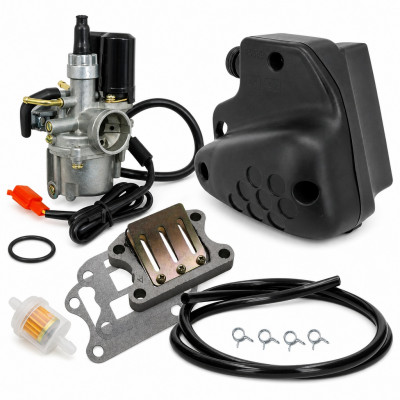 Kit carbu type origine avec boite a air clapet et accessoires : Moto 50 à boite, scooter, cyclomoteur universel