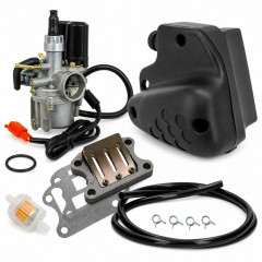Kit carbu type origine avec boite a air clapet et accessoires : Moto 50 à boite, scooter, cyclomoteur universel