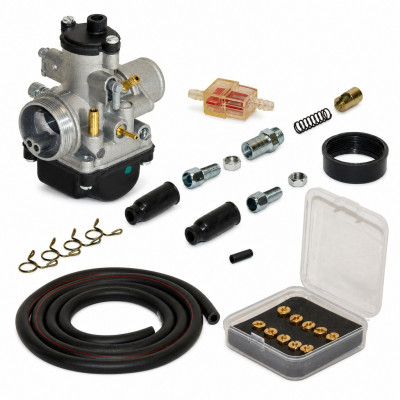 kit carbu 21 phbg avec 10 gicleurs stater câble, durite noir : Moto 50 à boite, scooter, cyclomoteur universel
