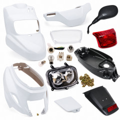 Pack carrenage blanc avec phare, feu, rétroviseur, vis pour MBK Booster Yamaha BWS 2004 et après