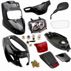 Pack carrenage noir avec phare, feu, rétroviseur, vis pour MBK Booster Yamaha BWS 2004 et après