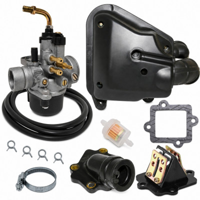 Kit carbu 17,5 type origine avec boite a air pipe clapet et accessoires : Scooter MBK Nitro, Ovetto, Yamaha Aerox, Neos (à partir de 2004)