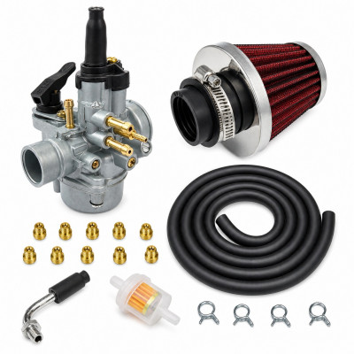 kit carbu 17,5 PHVA avec 10 gicleurs durite noir, gros filtre : Moto 50 à boite, scooter, cyclomoteur universel