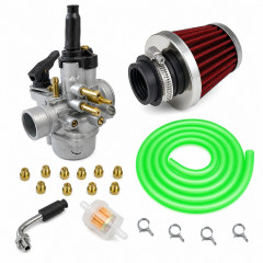 kit carbu 17,5 PHVA avec 10 gicleurs durite verte, gros filtre : Moto 50 à boite, scooter, cyclomoteur universel