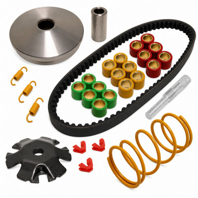 Pack transmission super sport variateur, courroie, galets, ressorts : Scooter Peugeot Ludix, Vivacity, TKR, Trekker, Speedfight 1/2/3, Buxy, Zenith 50cc