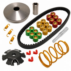 Pack transmission super sport variateur, courroie, galets, ressorts : Scooter Peugeot Ludix, Vivacity, TKR, Trekker, Speedfight 1/2/3, Buxy, Zenith 50cc
