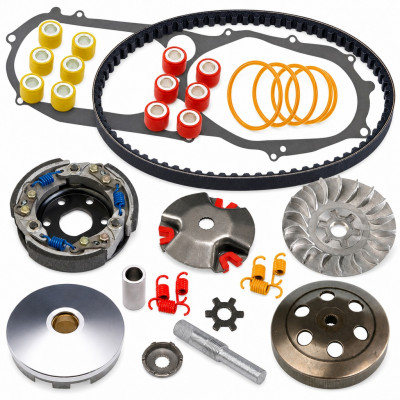Pack transmission super sport embrayage, variateur, courroie, galets, ressorts : Scooter MBK Booster, Spirit, Road, One, Rocket, NG, Stunt, Yamaha BWS, Slider minarelli vertical 50cc