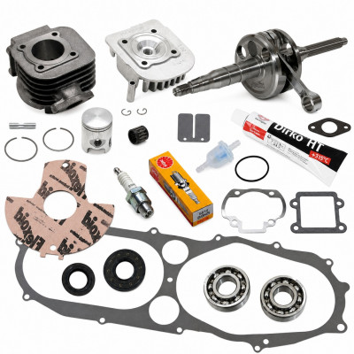 Pack bas et haut moteur polini cylindre, vilo et accessoires : Scooter MBK Booster, Spirit, Stunt, Rocket, Yamaha BWS, Spy, NG, Slider