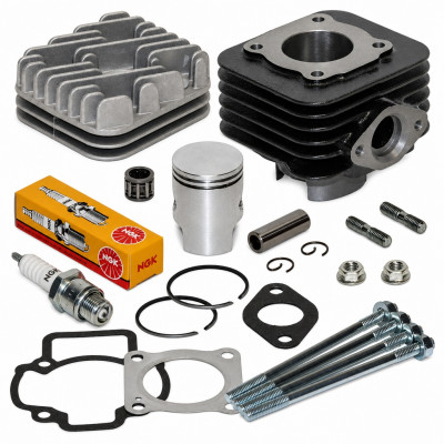 Pack reparation haut moteur cylindre, piston, culasse, goujon et accessoires : Scooter Piaggio Typhoon, Fly, Liberty, NRG, Sfera, Vespa, Zip, Gilera Ice, Storm, TPH, Stalker, Italjet, Derbi, Aprilia