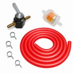 Pack robinet, filtre à essence, durite 6mm adaptables et universel pour scooter moto rouge