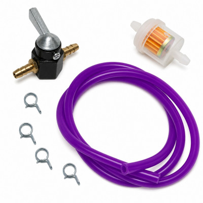 Pack robinet, filtre à essence, durite 6mm adaptables et universel pour scooter moto violet parme